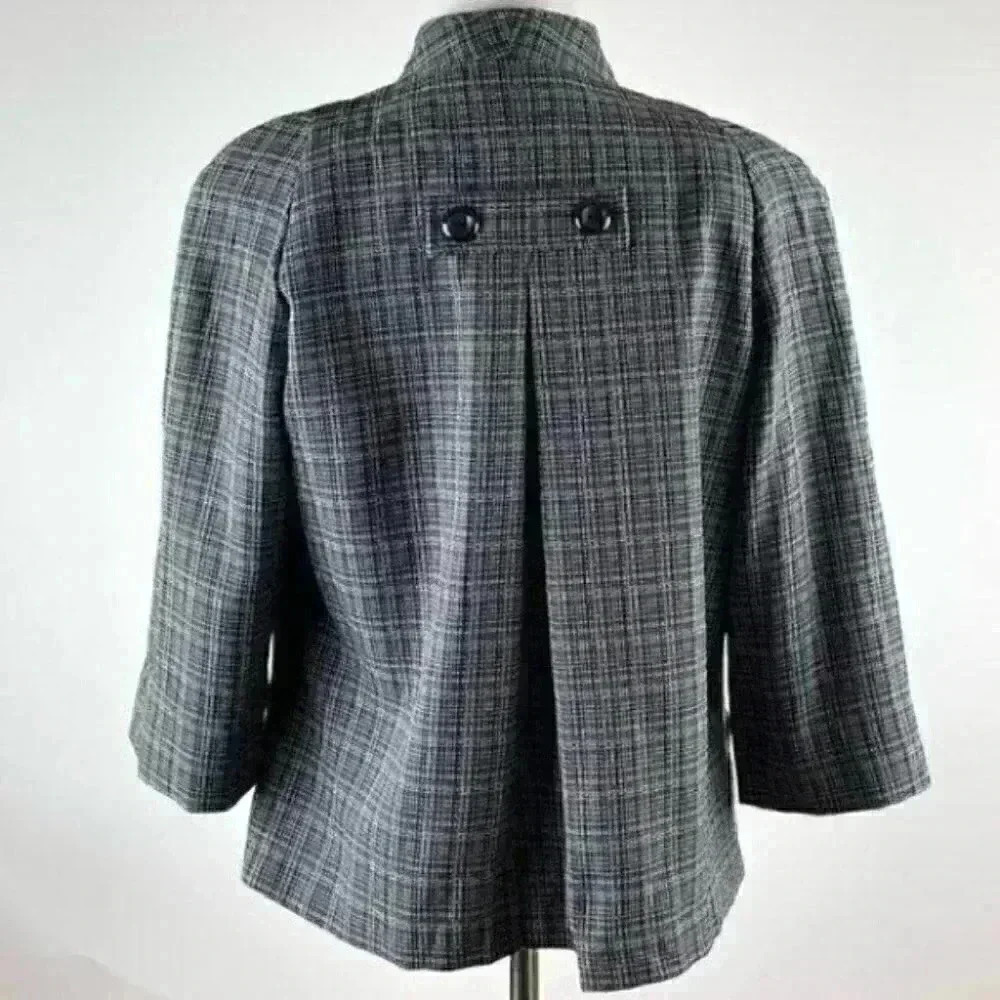 Perceptions Petite Blazer Size 8p Black White Ope… - image 5